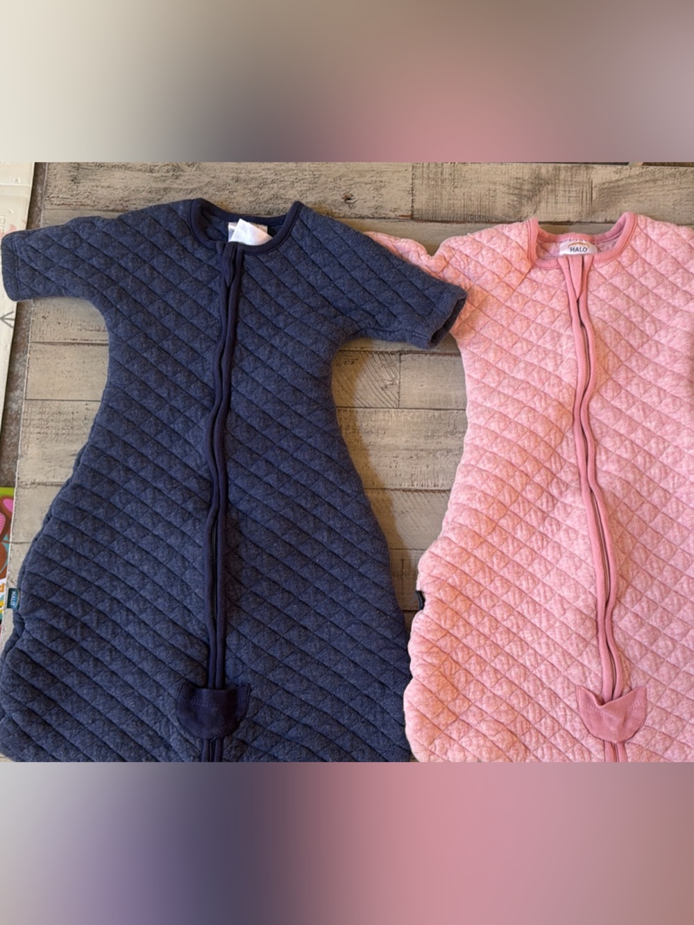 Halo Quilted Kids Sleep Sacks - Navy and Pink